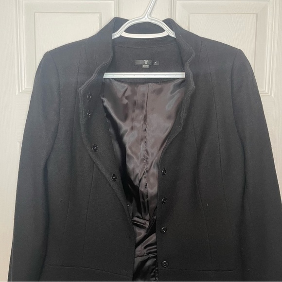 TEENFLO 100% Wool Black Cropped Classic Jacket Coat 4 made in Canada - Picture 2 of 4